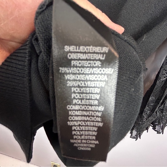 Adrianna Papell Lace Balloon Sleeve Round Neck Top Large Black - Picture 10 of 11